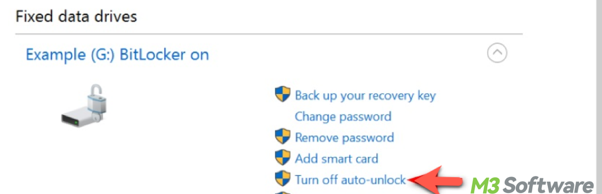 Turn off automatic unlock in BitLocker Manager