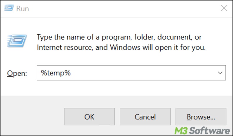 temp run dialog box