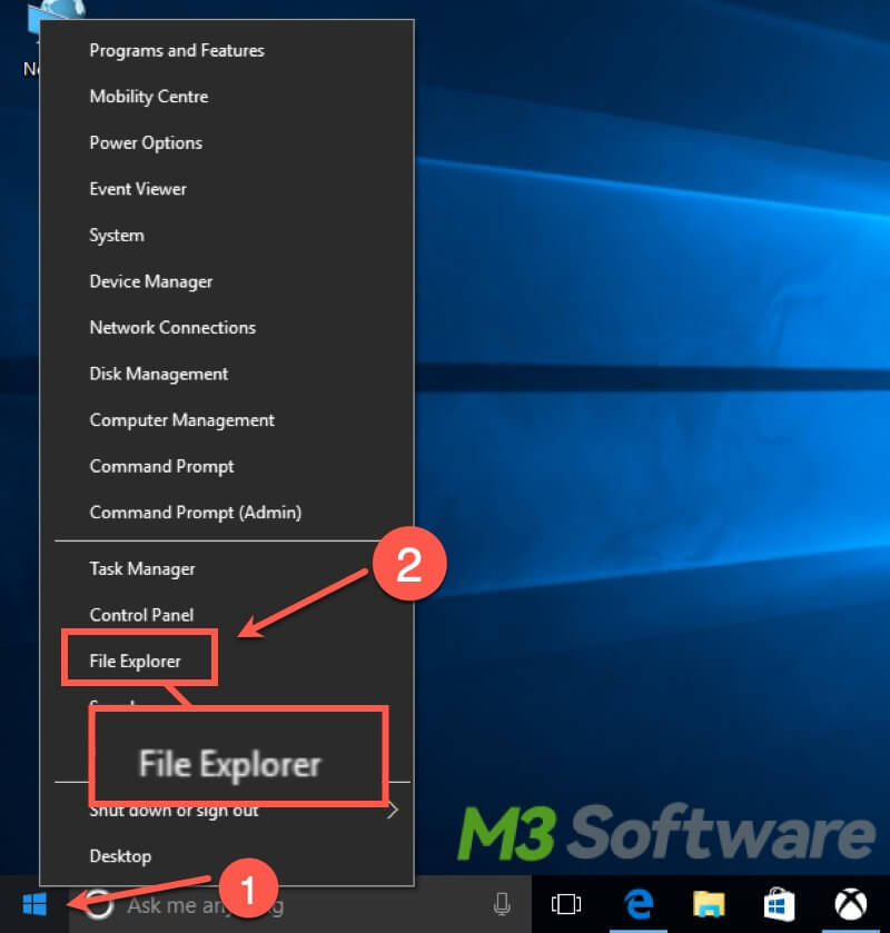 right click Start menu to open File Explorer