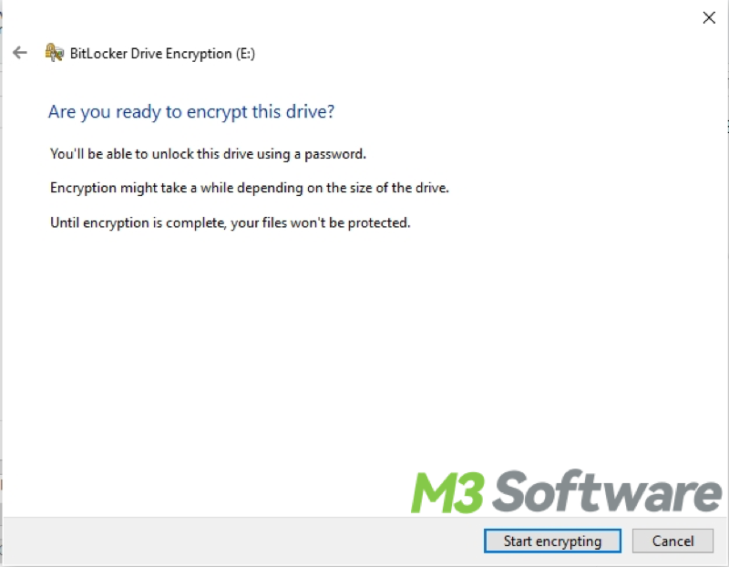 BitLocker start encryption