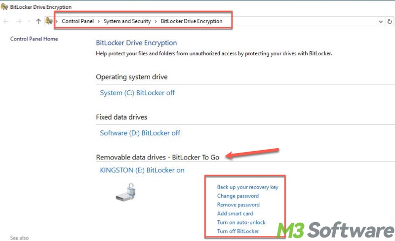 BitLocker To Go in Control Panel