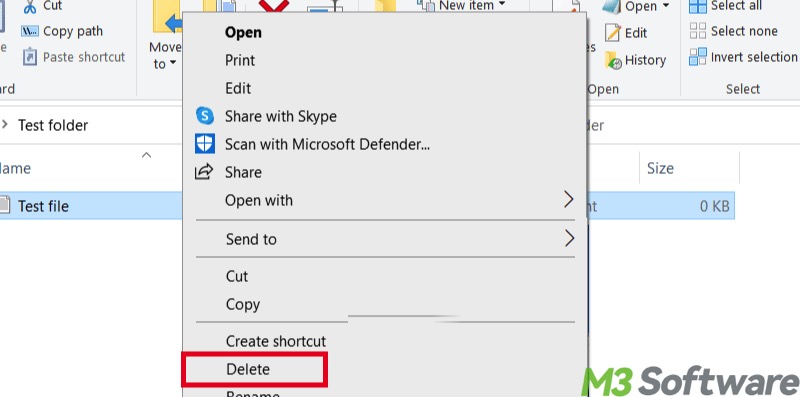 delete a file in Windows 10
