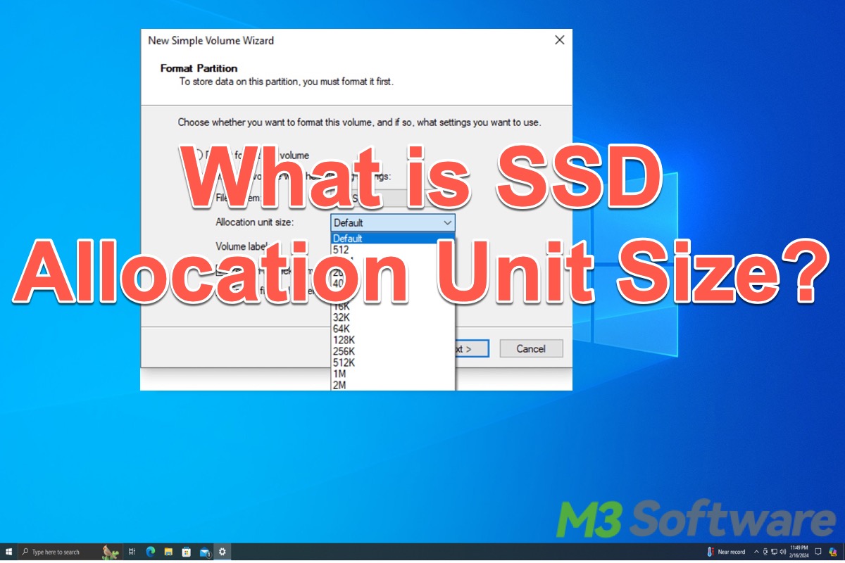 SSD allocation unit size