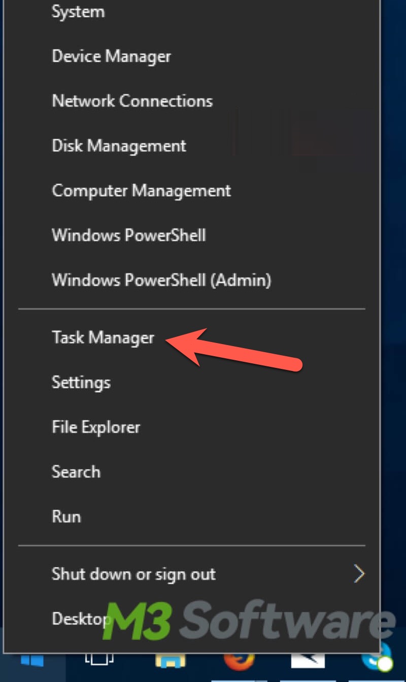 right click on Start button to open Task Manager