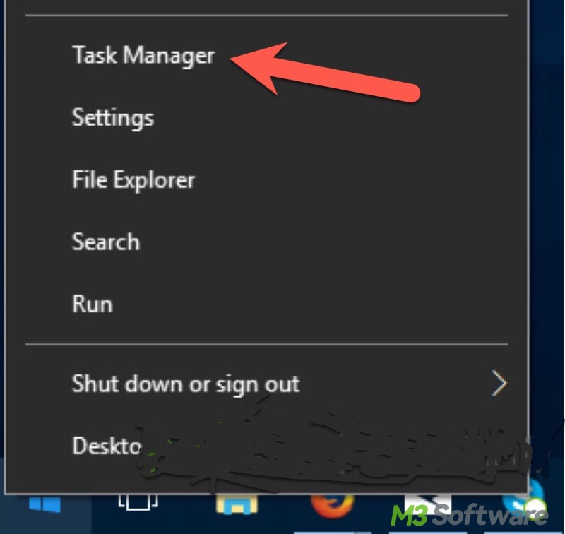 right click on Start menu to open Task Manager