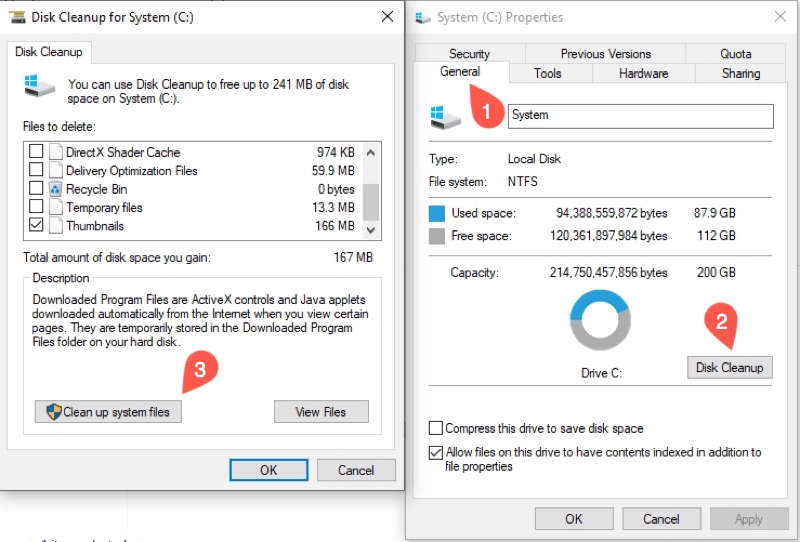 delete Windows old folder via Disk Cleanup in File Explorer