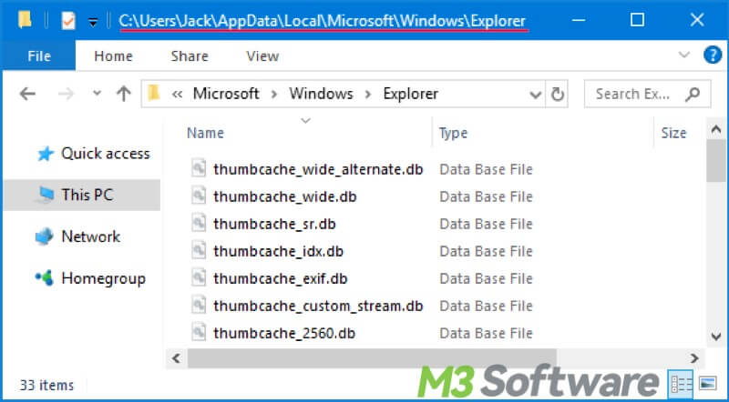 thumbnail cache files in Windows