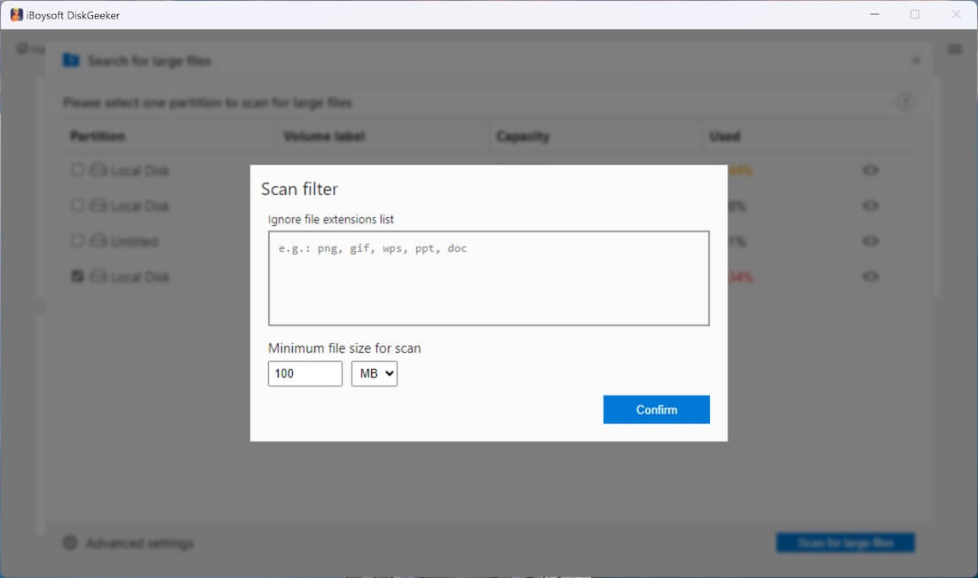 Set minimum file size