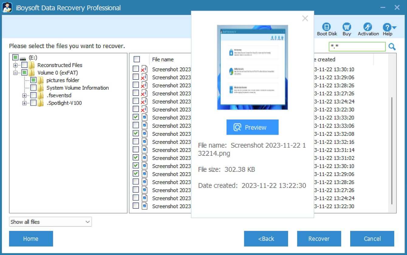 preview recoverable files on iBoysoft data recovery