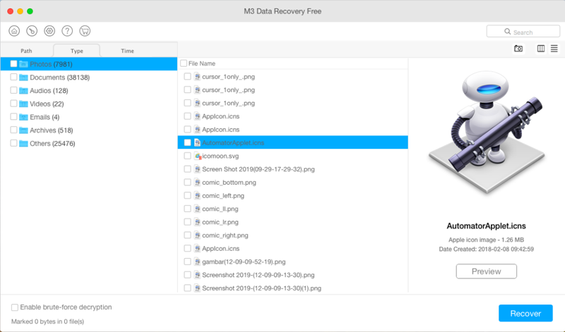 Click Preview in M3 Data Recovery for Mac