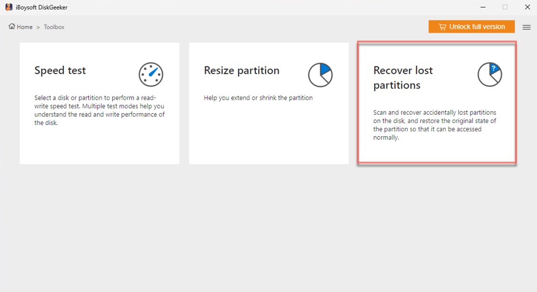 Select the Recover lost partitions module