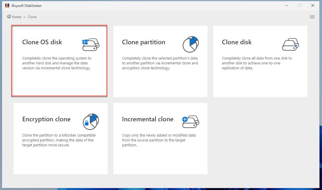 Choose the Clone OS disk module