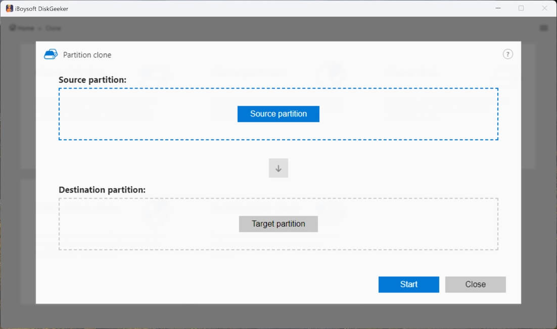 choose source and traget disks