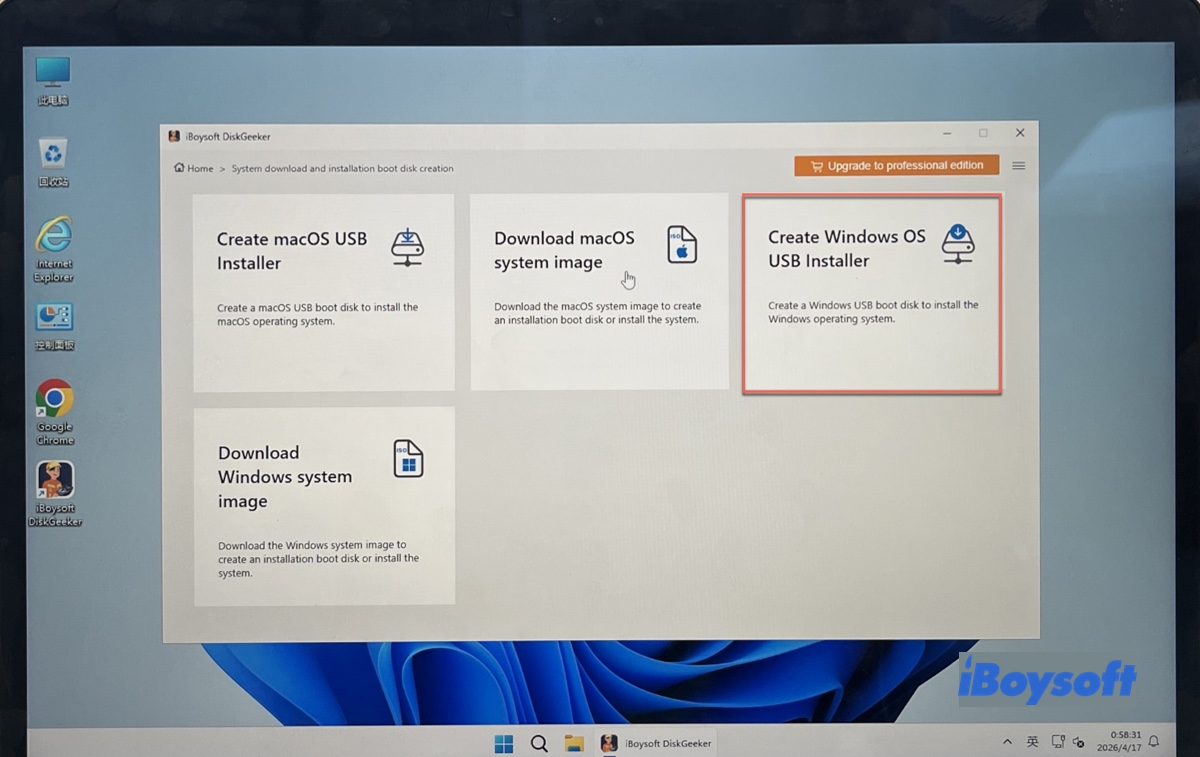 Clicking Create Windows USB Boot Disk