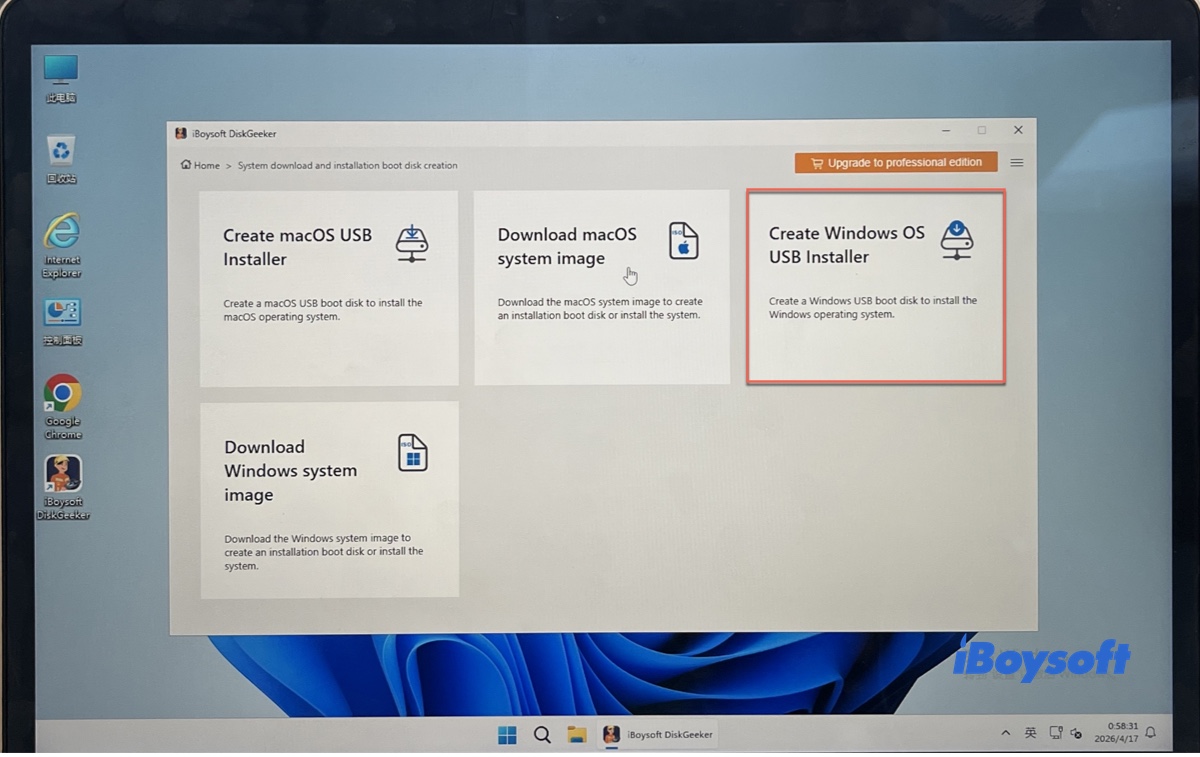 Clicking Create Windows USB Boot Disk