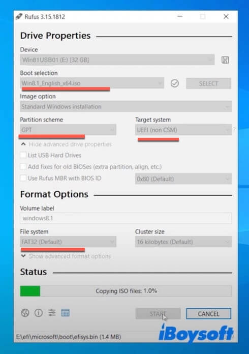 create a Windows 8 1 bootable USB with Rufus